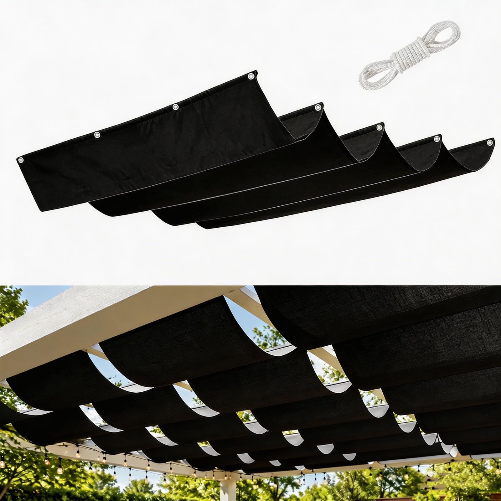 Voile ombrage rétractable vague pour aménager un patio et un jardin