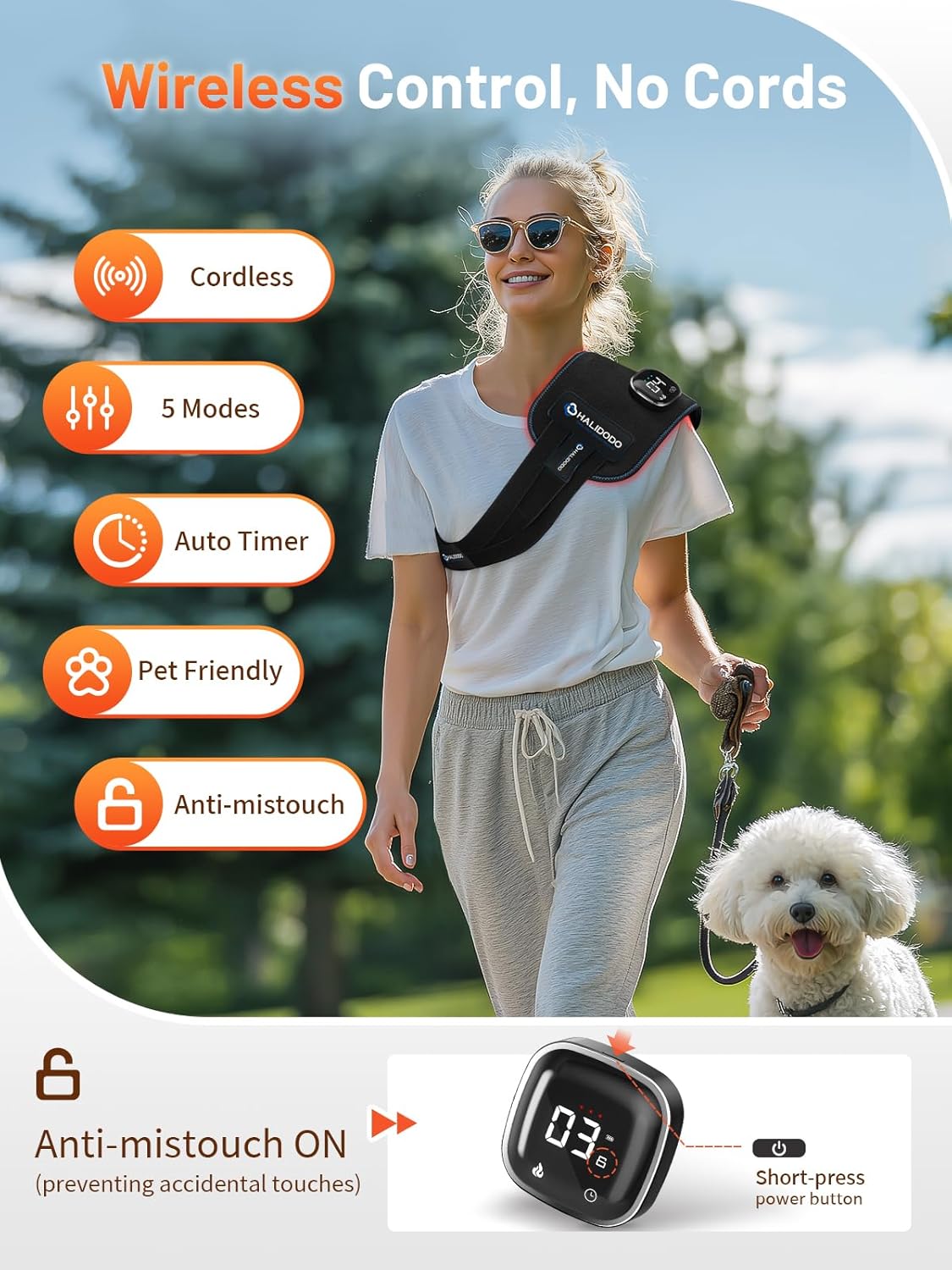 Red Light Therapy for Body, 5 Modes 3000mAh Cord-Free Controller, 15"x7.1" Infrared Light Pad with 3-in-1 LED Bead 660nm & 850nm for Back Waist Shoulder Knee Leg Muscle - Image 2