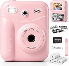 Lullu Instant Camera for Children, 48MP Kid Camera Printer 3-12 Years | 1080P Shockproof, 32GB Card, 4 Paper Printing, Digital Thermal, Gift Toy Christmas Birthday for Girl & Boy