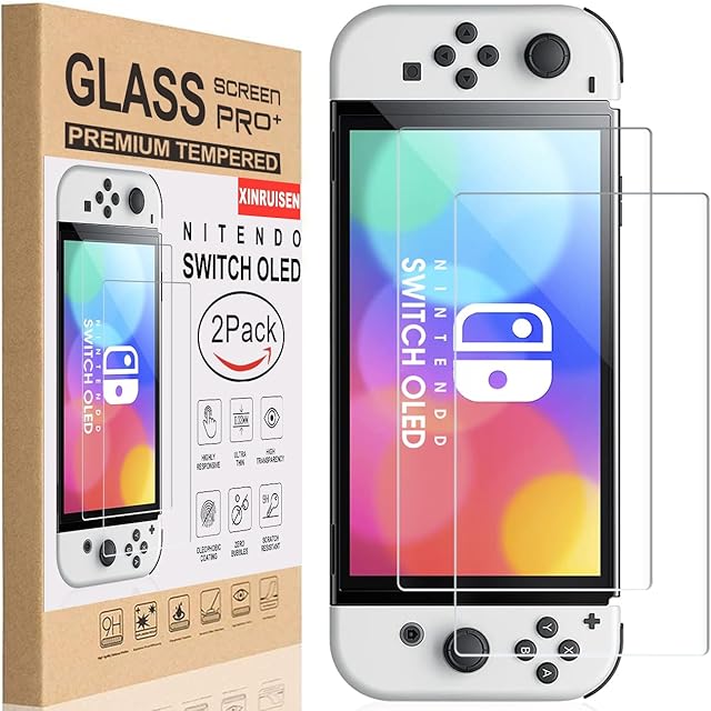 XINRUISEN Ochraniacz ekranu do Nintendo Switch OLED 2021, nowy model 7, 2 sztuki, hartowane szkło ochronne do Nintendo Switch OLED 2021, osłona ochronna do przełącznika OLED