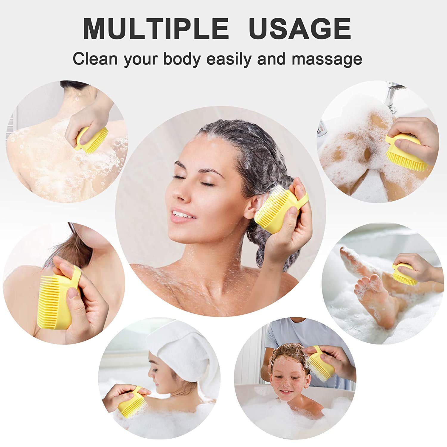 BROCCOLIN® Silicone Body Scrubbers Loofah Brush for Use in Shower, Silicone Massage Exfoliating Bath Brush with Soap Dispenser, Deep Cleaning, Reusable Loofa for Women Kids 4