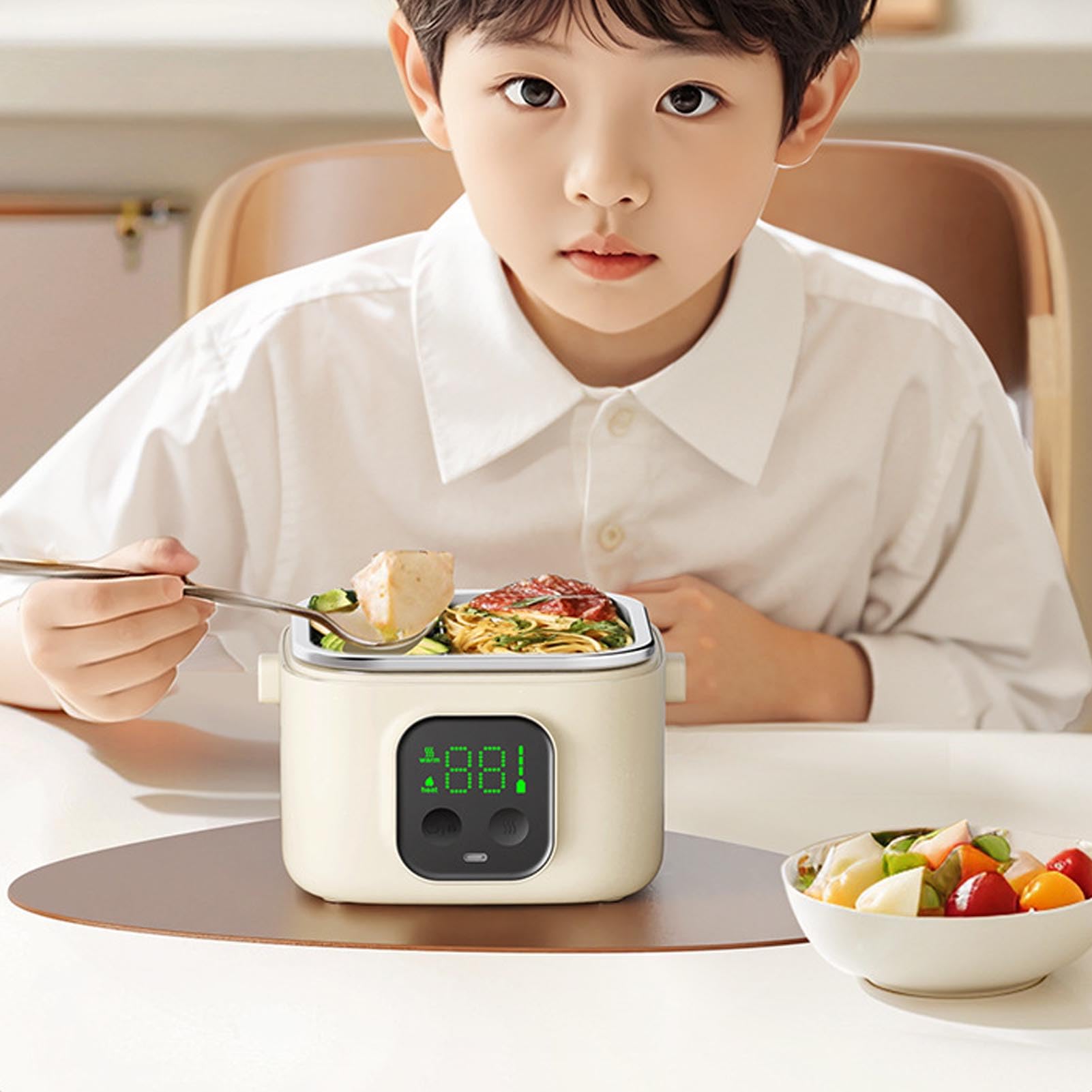 Electric Lunch Box Grzejnik Pokarmowy, Podgrzewane Pudełko na Lunch o Pojemności 25 W 500 Ml z Pojemnikiem ze Stali Nierdzewnej i 7 Timerami, do Domu, Biura, Samochodu, Ciężarówki