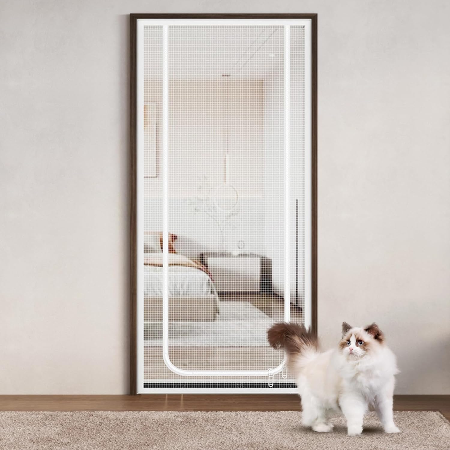 Rideau pour animaux de compagnie autocollant blanc de porte