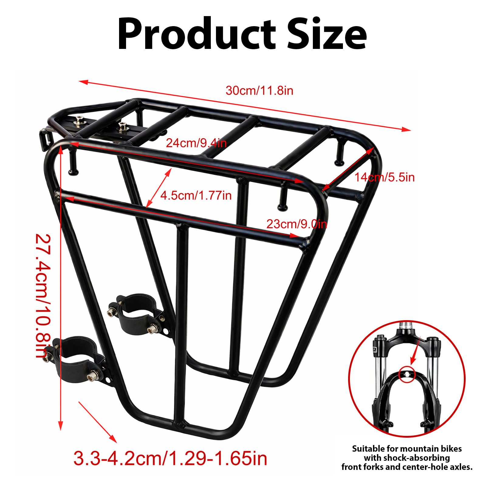Porte-bagages universel pour roue avant et avant | Amortissement efficace des chocs pour les trajets sur route sauvage, montage facile avec outils