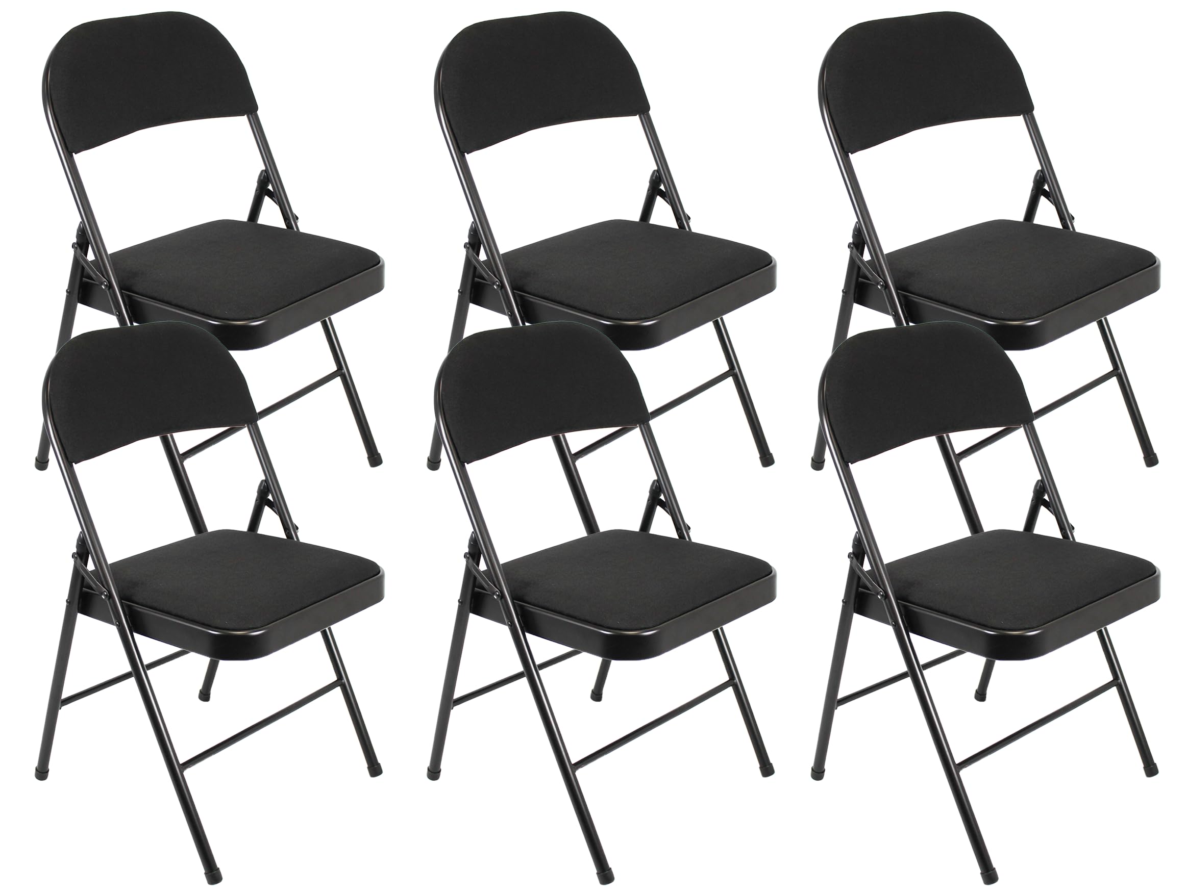 Meta Steel Frame with Fabric Seat Padded Office Work Study Party Dining Folding Chair (6, Plain Black)