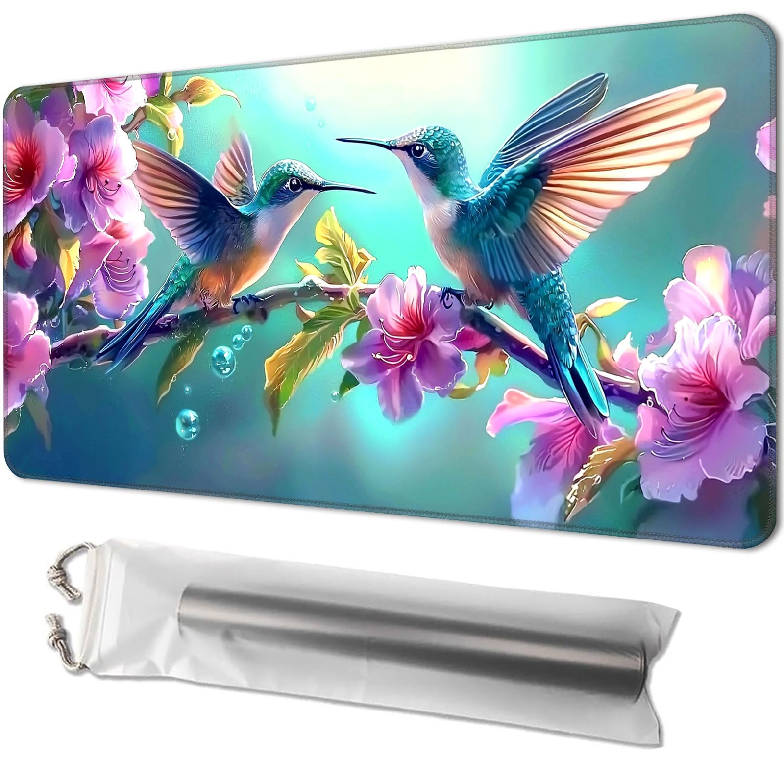 Playmat for TCG, with Free Storage Bags, Game Mat 24 x 14 inches, MTG and Board Game Mat for Cards, Ideal for Card Game Enthusiasts, Two Hummingbirds