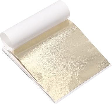 120 Pcs Champagne Silver Imitation Gold Leaf Sheets, 3.54x3.54 Inches Foil Sheets for Crafts, Sculptures, Furniture, Art Decorations, Gilding, Nails & Paintings