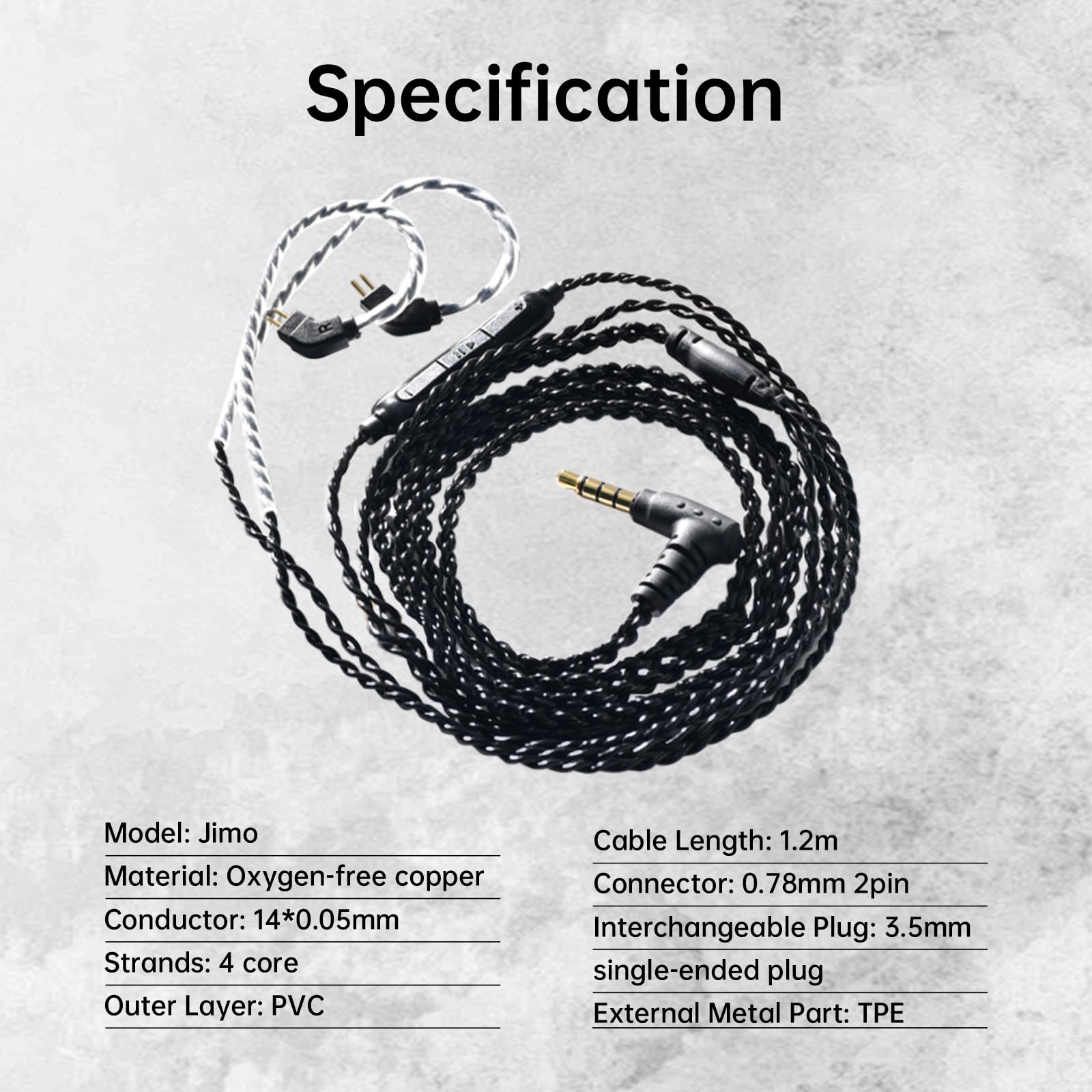Celest Jimo lEM Cable with Mic,OFC in Ear Earphone Cable,IEM with Mic 3.5mm Extension Cords, 2 Pin HiFi Audiophile Replacement Cable for KZ ZS10 Pro TRN Shure CCA C10(with mic)