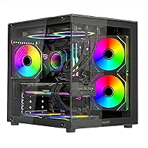 Nuwo Vitra BK100 | Case PC Gaming Micro-ATX Micro Tower | 3 Ventole ARGB 120mm | Struttura Doppia Camera | Pannello Frontale e Laterale in Vetro Temperato | Nero