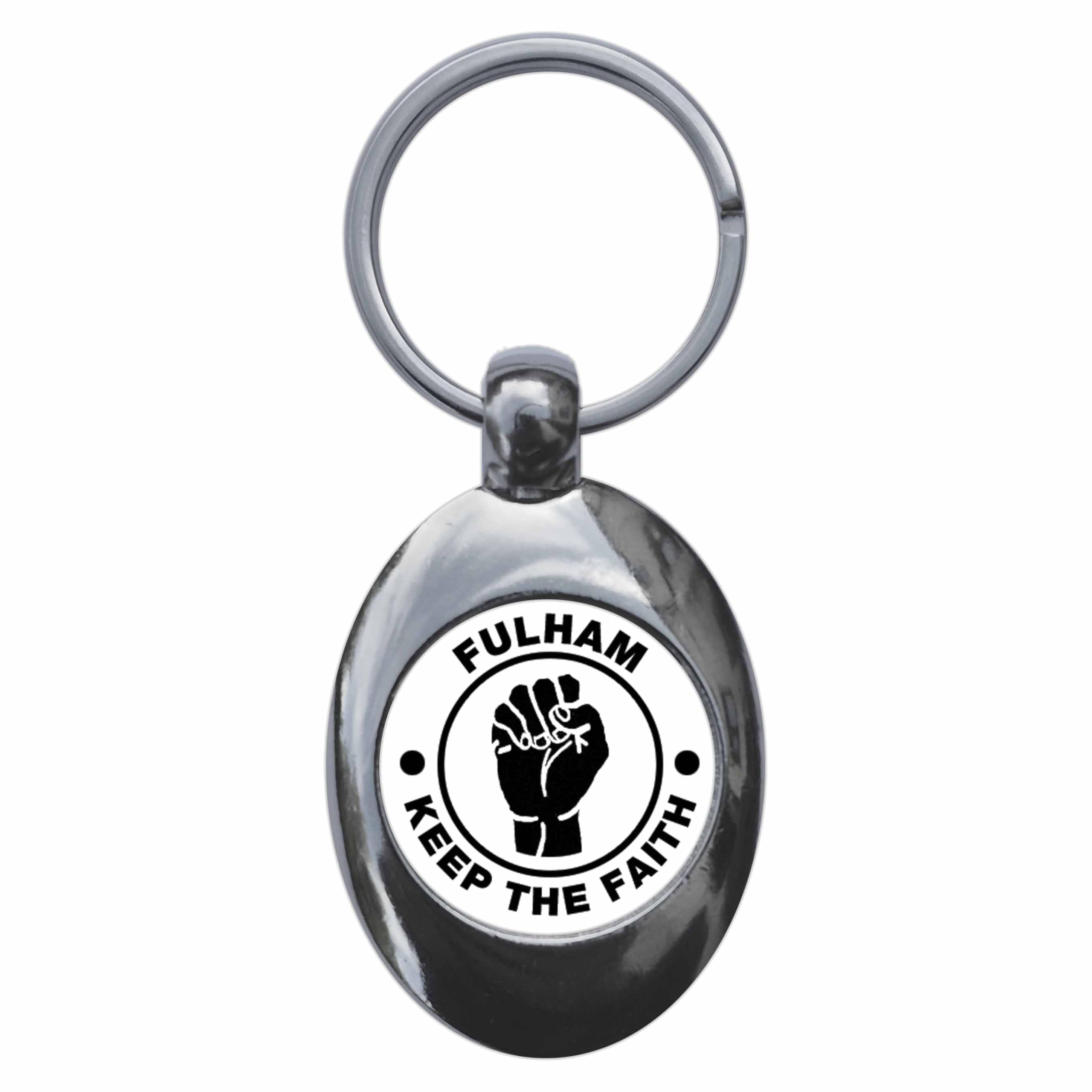 Ozorath Fulham Keep The Faith Northern Soul Keyring Keychain Key Ring Chain With Trolley Coin