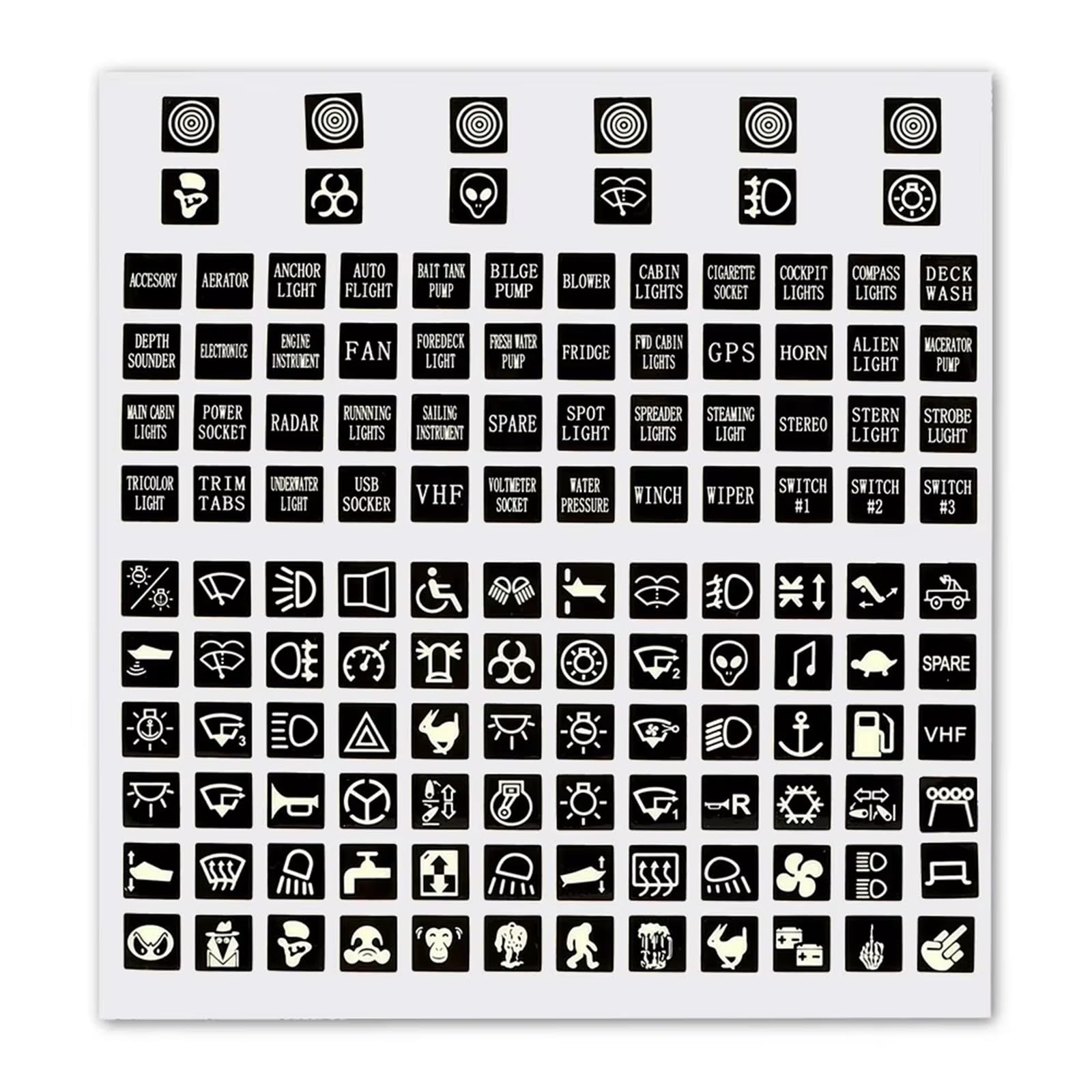 Auto Button Sticker Luminous Car Sticker Instrument Panel Buttons Stickers PVC Truck Decoration Rocker Switch Label Circuit Decal
