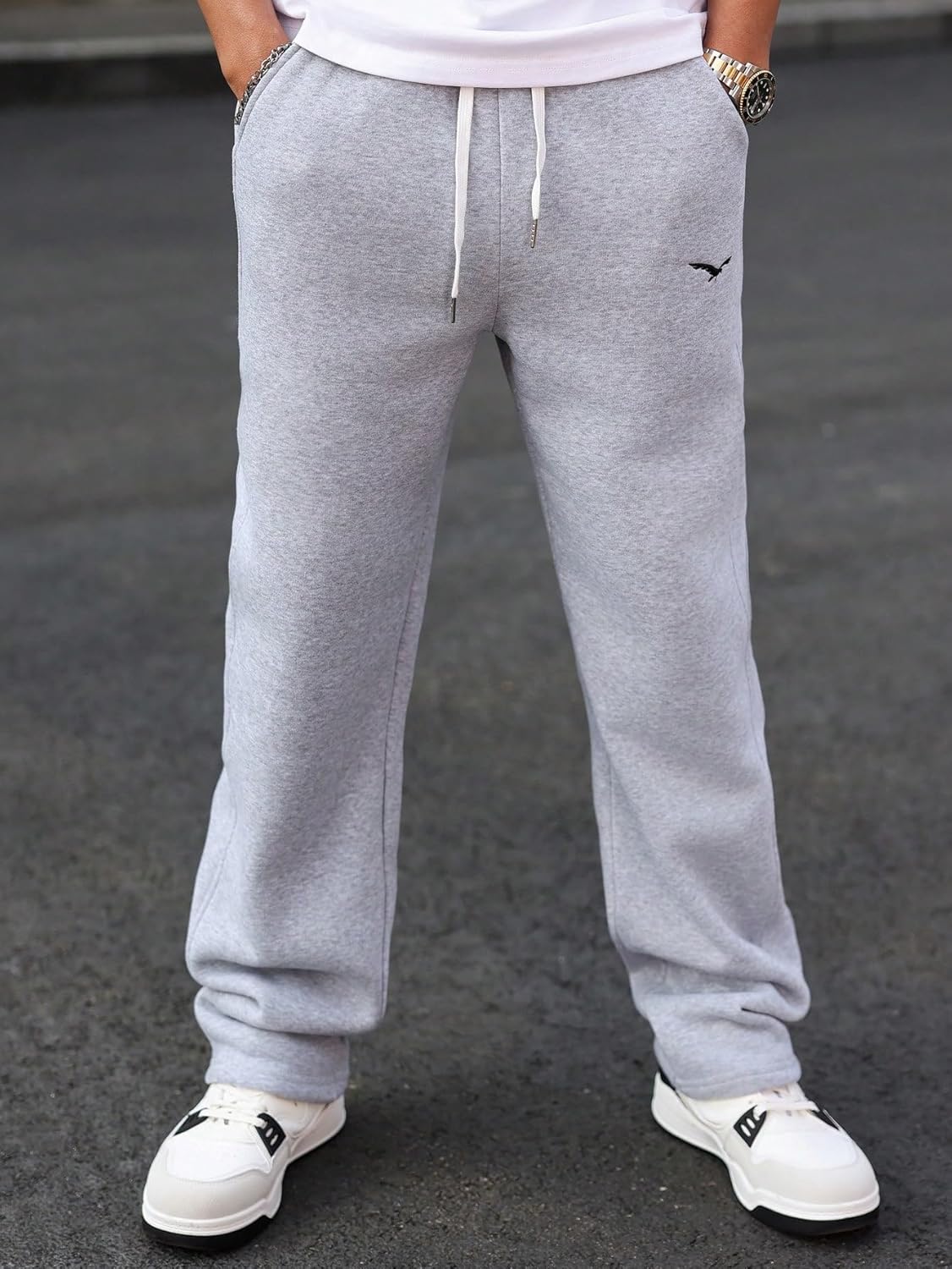 Jogger Sweatpants for Men Wide Leg Front Tie Pocket Printed Casual Cargo Joggers Pants with Pockets - Image 3