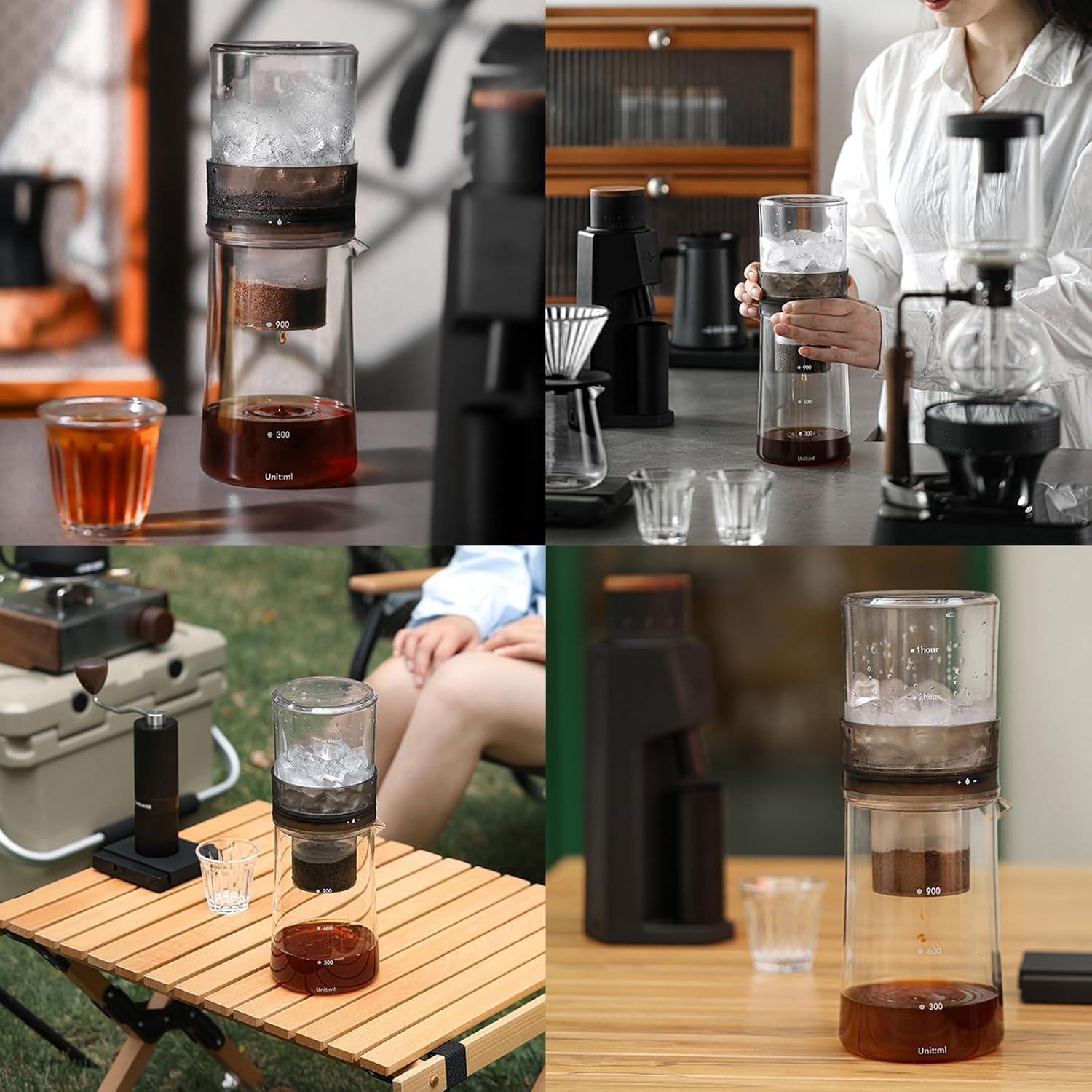 Ice Drip Coffee Maker, Drip Cold Brew Coffee Maker Machine, 600ml Large-capacity, Integrated Adjustment Chamber, 300-mesh Fine Filter, for Home and Office