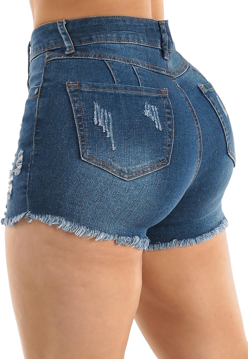 Moda Xpress Butt Lifting Denim Shorts for Women - Mid - High Waisted Shorts - Levanta Cola