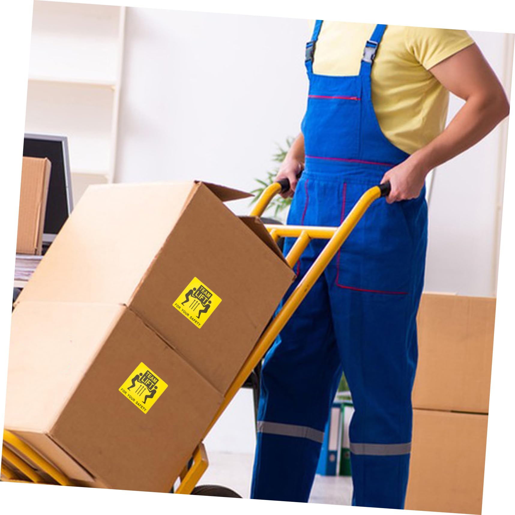 Amosfun Étiquettes Autocollantes Lourdes Rouleau Adhésif pour Expédition 500 Pièces Portable et Visible pour Emballage Logistique et Déménagement