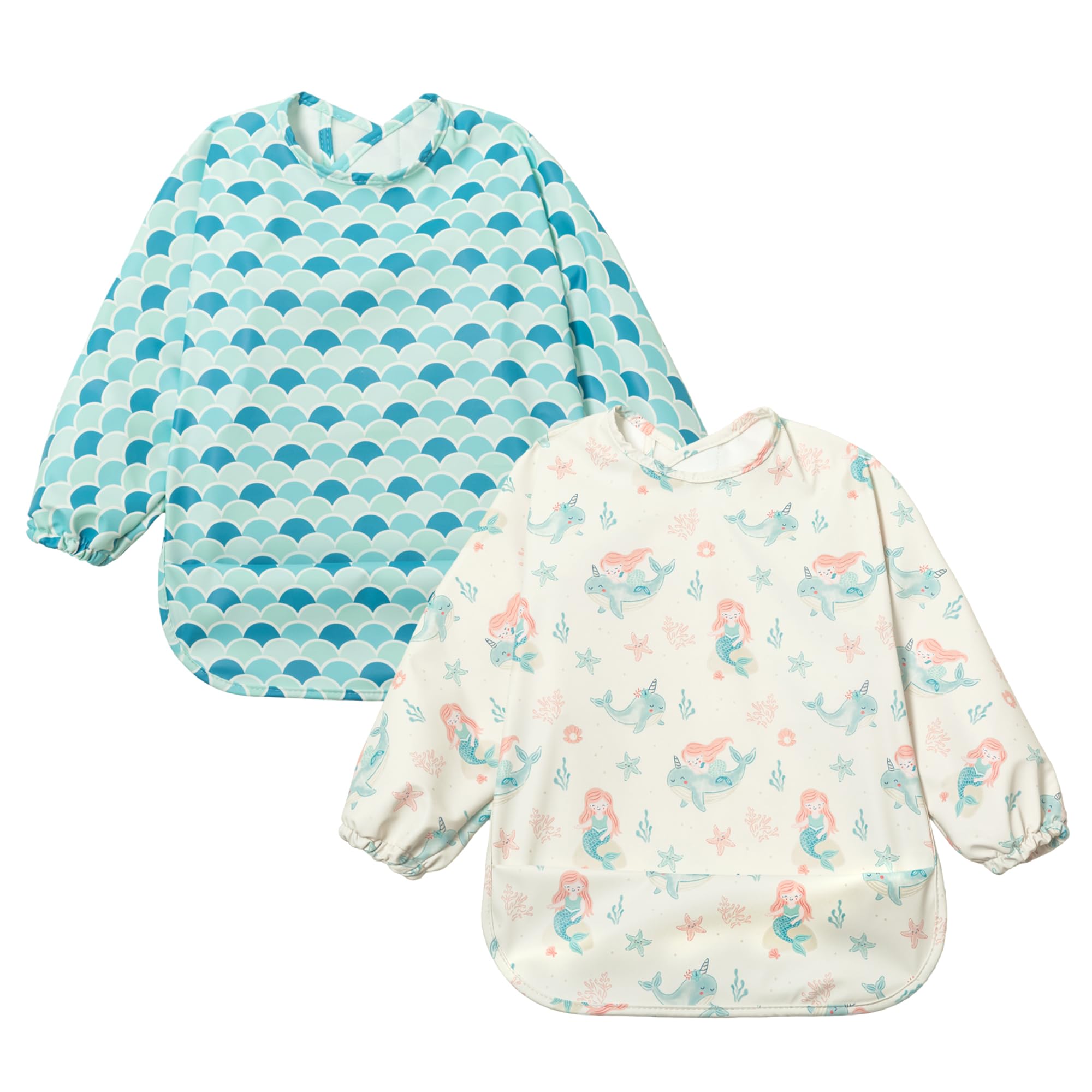 Little Dimsum Long Sleeve Waterproof Weaning Coveralls 2 Pack for Toddlers
