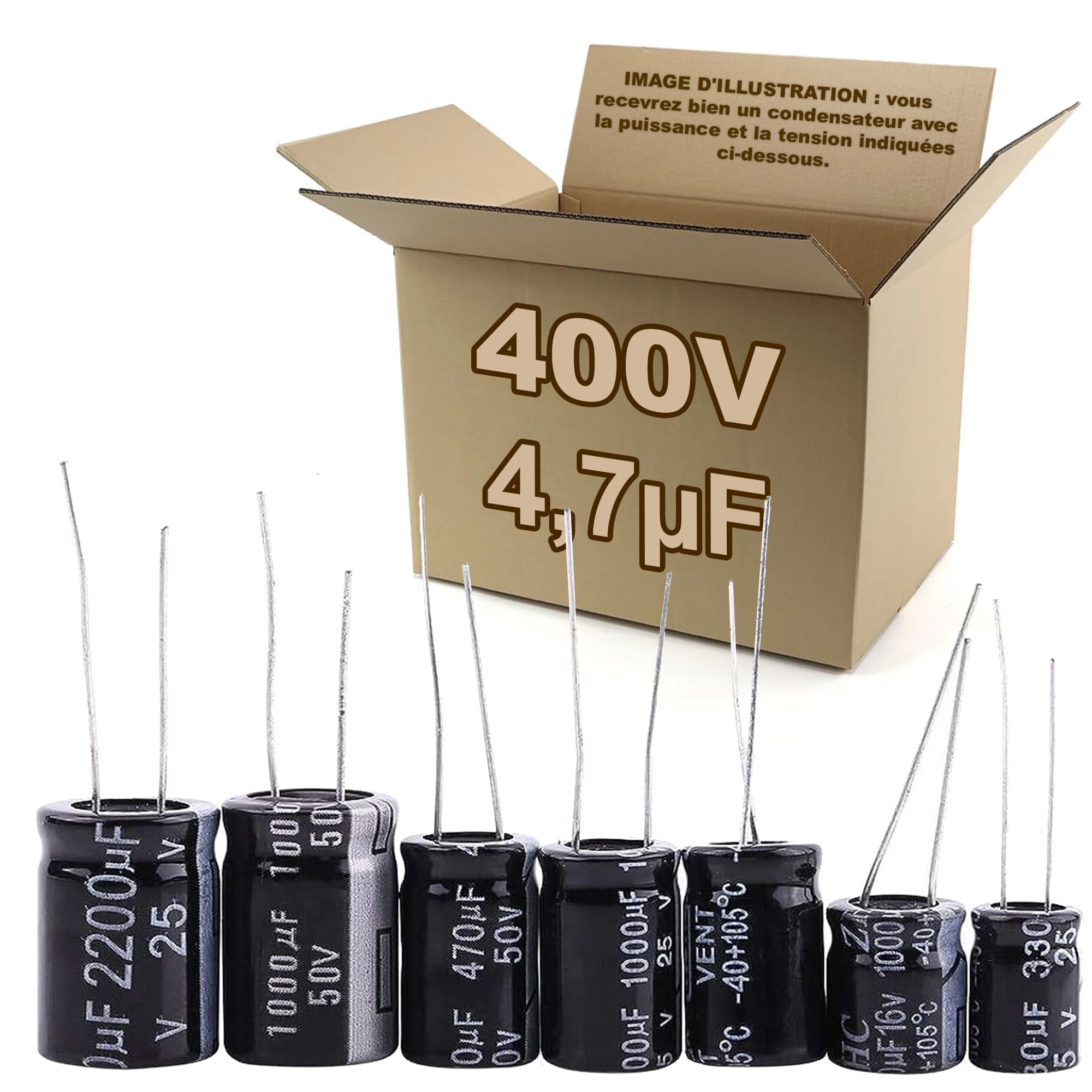 Lot Condensateur 47uF 25V - 5x7mm - 105°C - Radial - Neuf