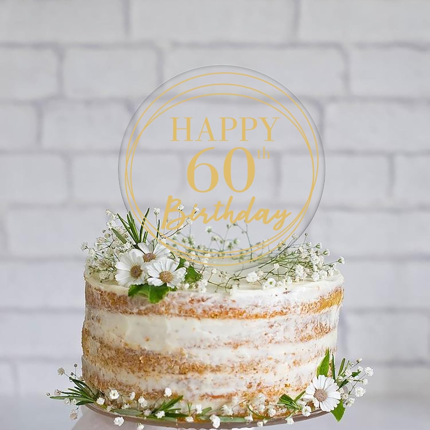 Amazon.com: Happy 60th Birthday Cake Topper Acrylic 5inch Gold Cake
