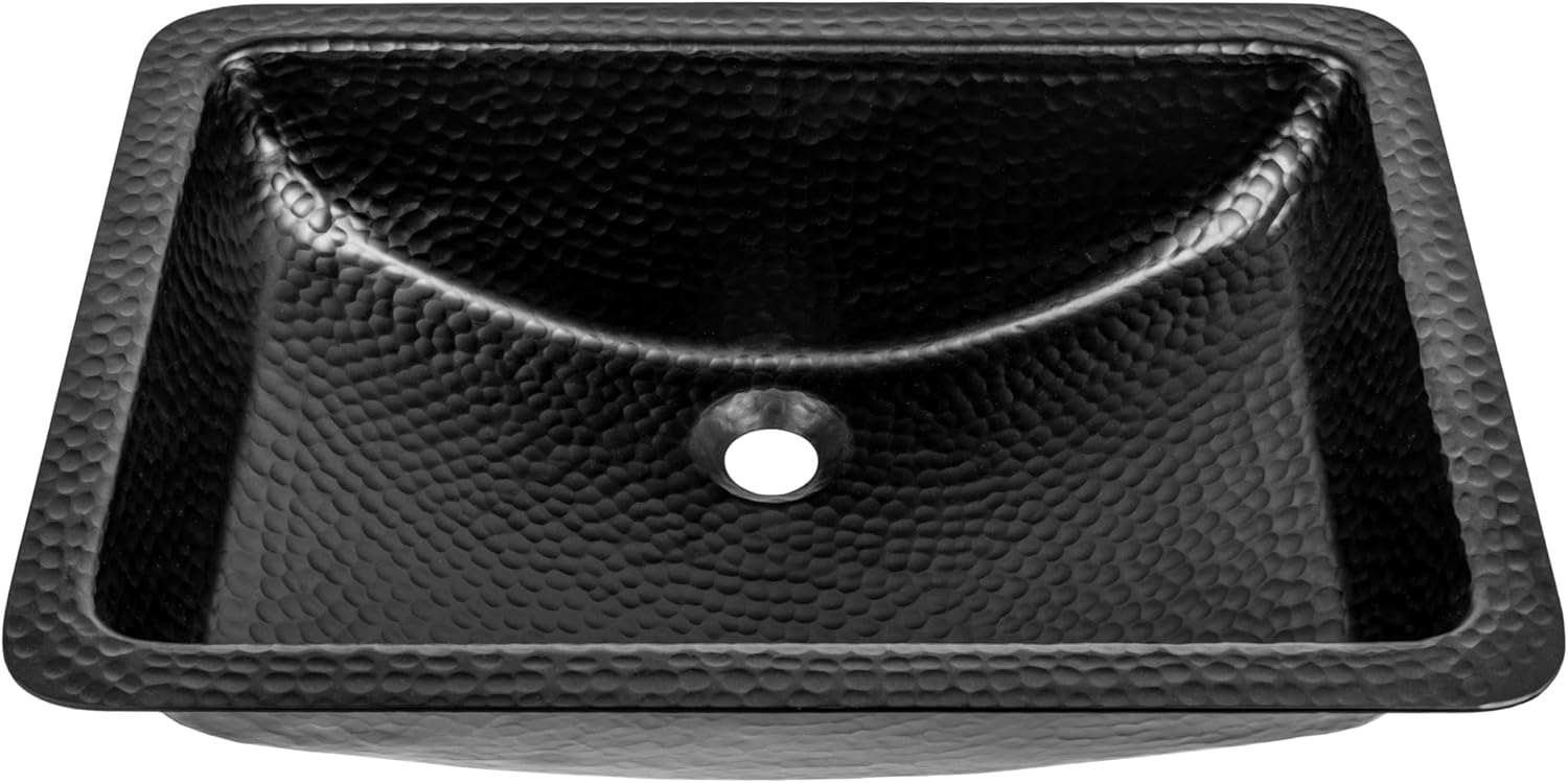 Monarch Abode Bathroom Sink – 21-Inch Venitian Dual Mount Undermount or Drop In Bathroom Sinks, Bathrooms Hand Hammered Matte Black Aluminum Vanity Sink for Countertop, Powder Room, Bath, or Restroom