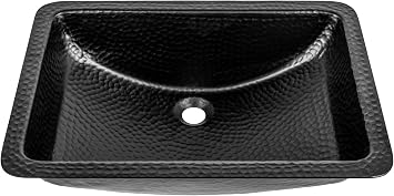 Monarch Abode Bathroom Sink 21-Inch Venitian Dual Mount Undermount or Drop In Bathroom Sinks, Bathrooms Hand Hammered Matte Black Aluminum Vanity Sink for Countertop, Powder Room, Bath, or Restroom