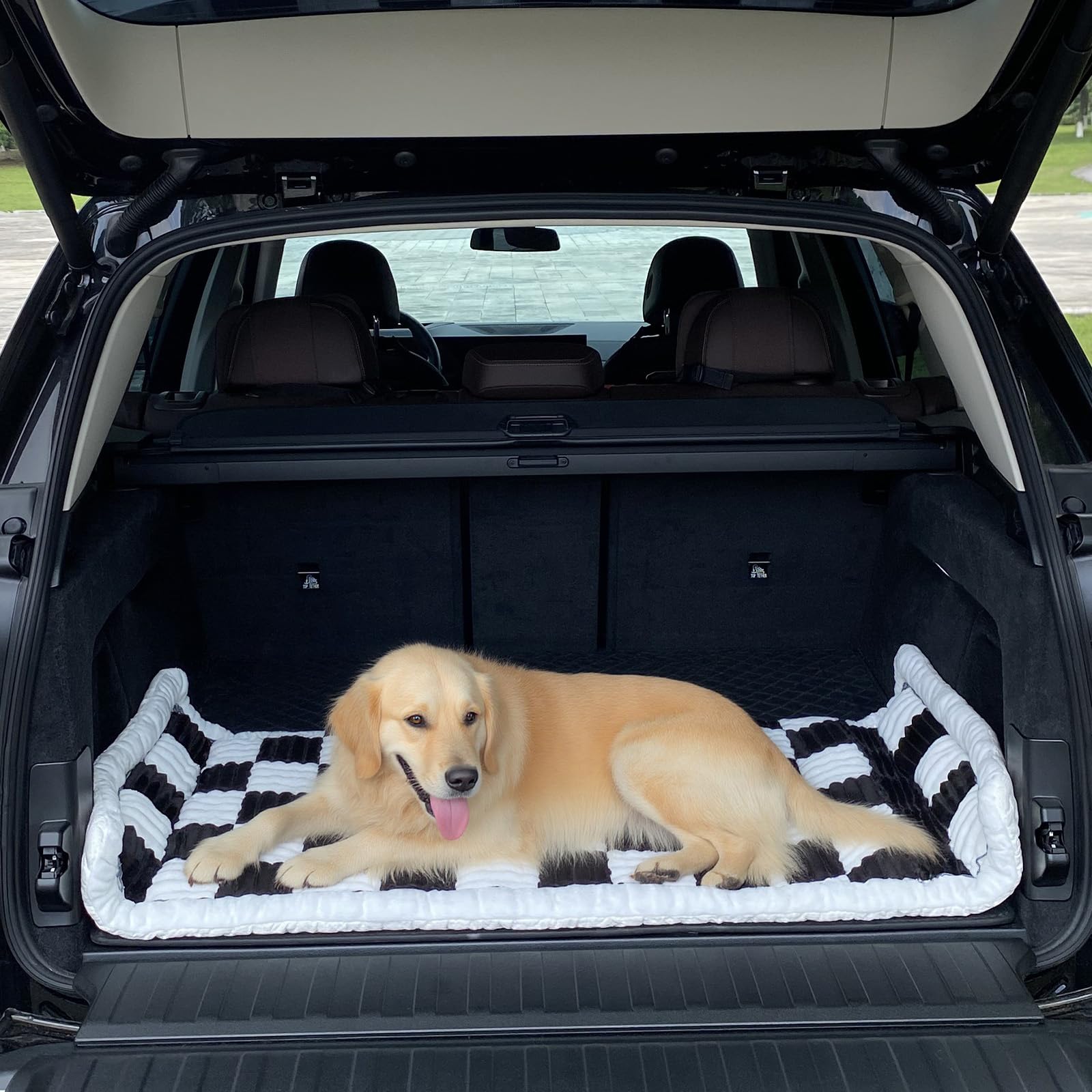 GKXLH Hunde-Autositzbezug für Rücksitz - Weiche Rücksitz-Haustier-Bett-Matte, Rutschfeste Reise-Hundebett-Matte für Autorücksitz, Dicker Hundesitzbezug für Loveseats (Schwarz, 60x130cm)