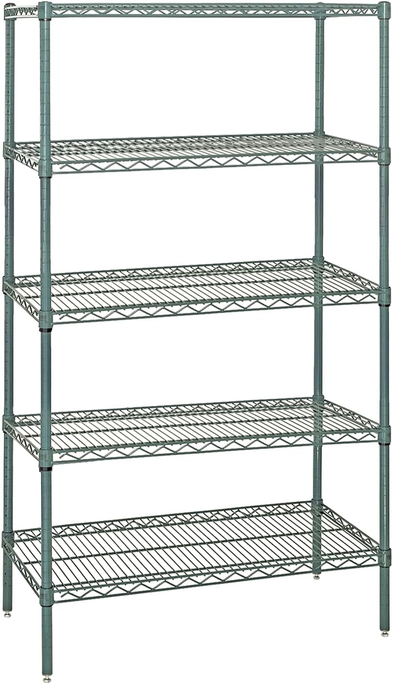 Quantum Storage Systems WR74-2172P-5 Starter Kit Wire Shelves Green Epoxy 5 Shelves 74" H x 72" W x 21" D