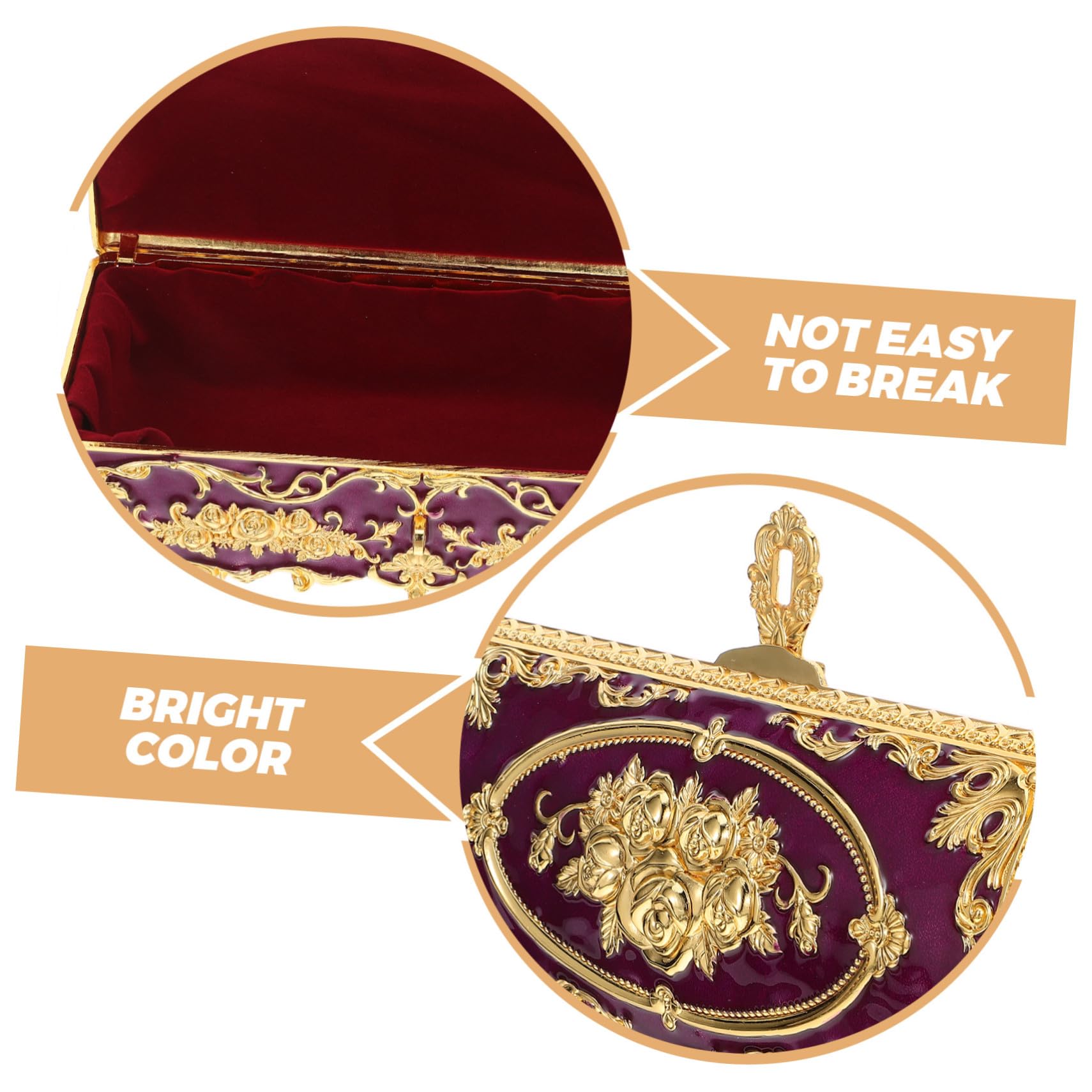 SOLUSTRE Schmuckkästchen mit Kompakter und Vielseitiger Aufbewahrung aus Legierung für Damen Vintage Elegante Violette Schmuckbox für Armbänder und Ohrringe dem Schminktisch