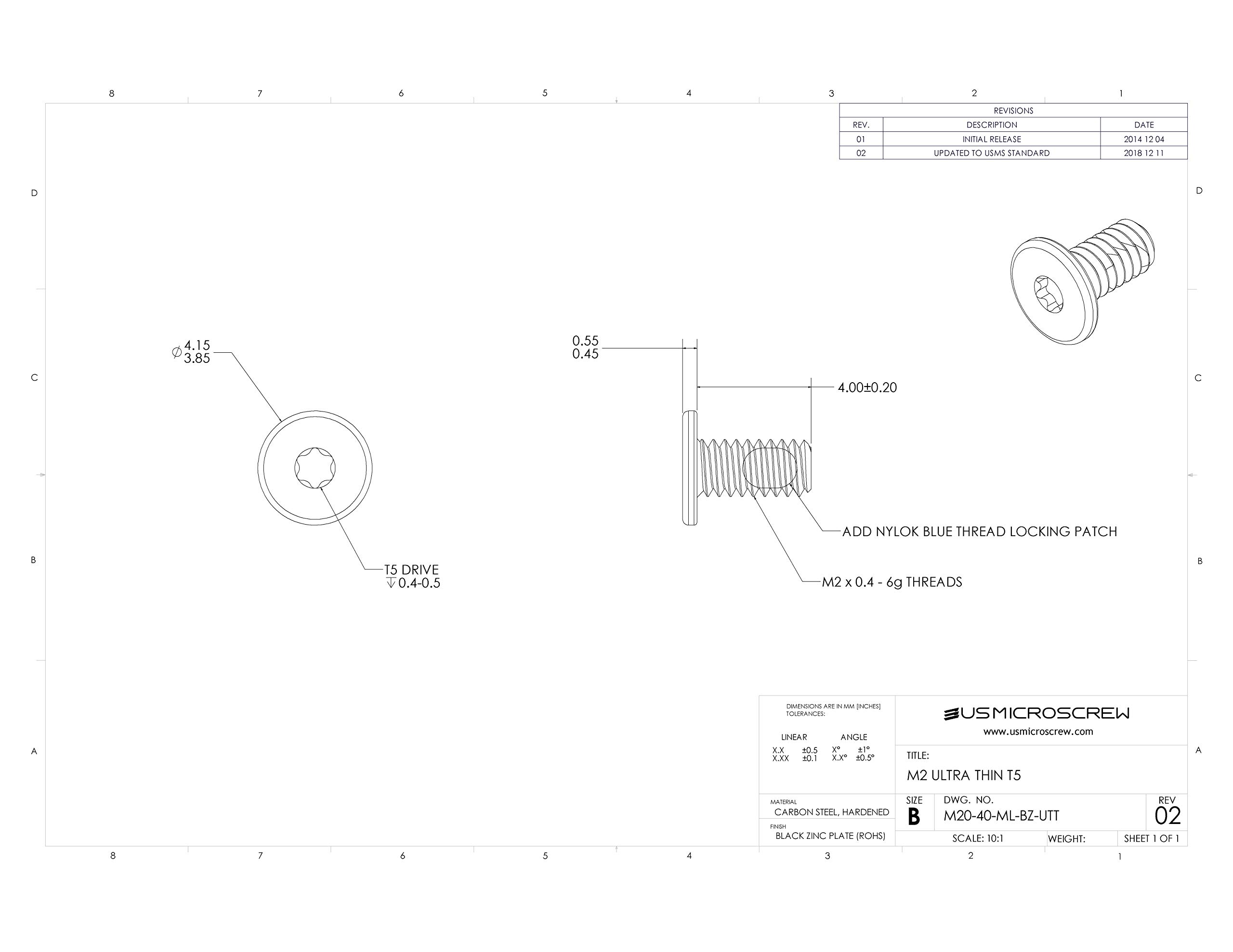 みりM Amazon.com: M2-0.4 X 4mm Machine Screw with Thread Lock
