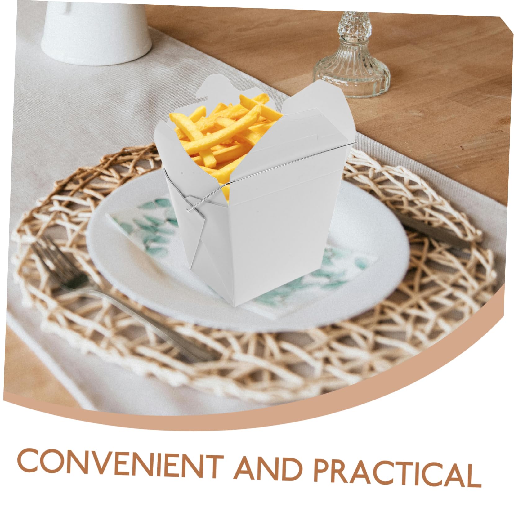 SOLUSTRE Lebensmittelbehälter Vielseitiges Design mit Drahtgriff Chinesische Take Away Boxen aus Papier 50 Stück für Kalte und Warme Speisen für Familienfeiern und Reisen