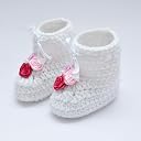 Love Crochet Art Soft Bottom Comfortable Warm Crochet Baby Booties - White for 0-6 Months gallery image