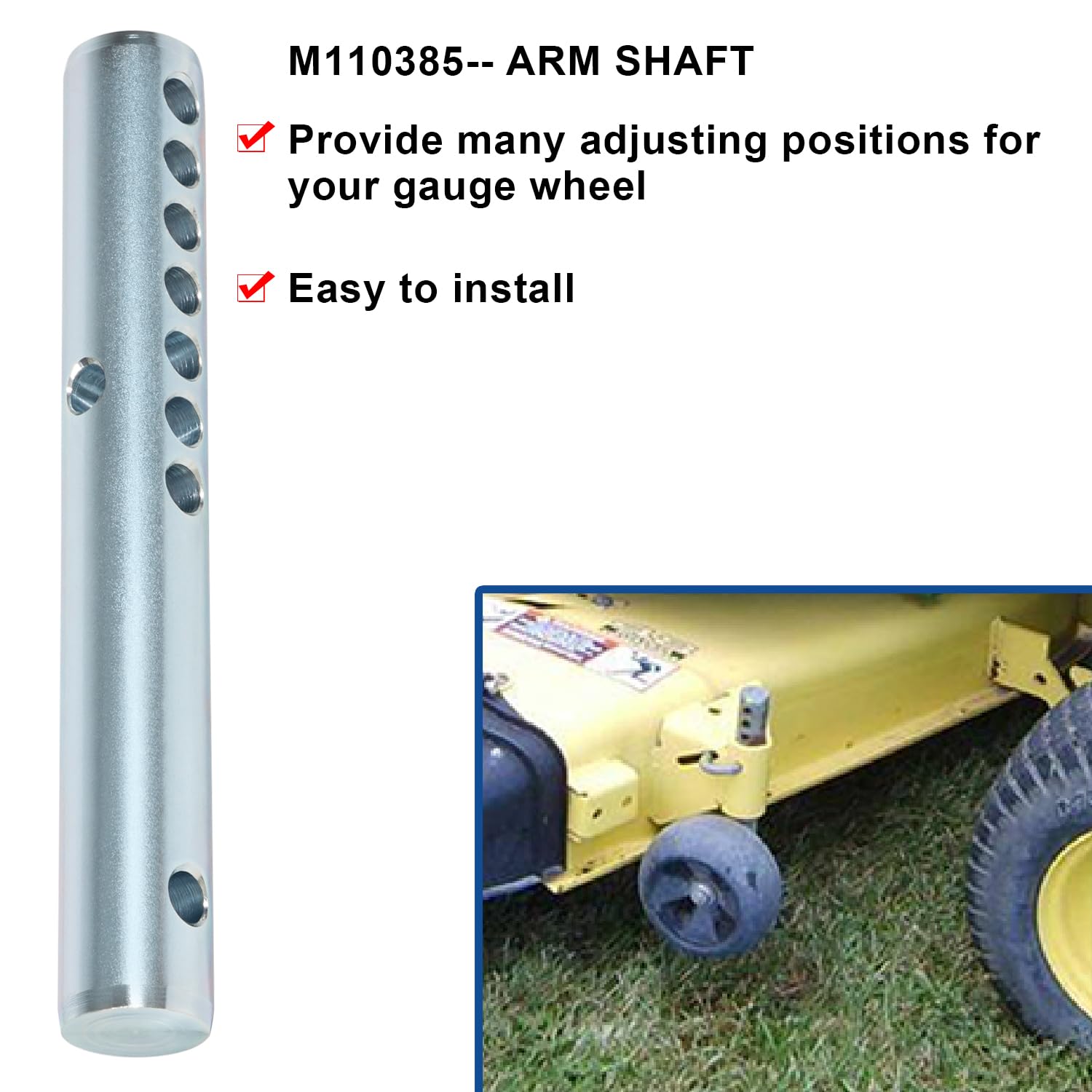 ましや Amazon.com: M110385 Mower Deck Gauge Wheel Arm Shaft Part