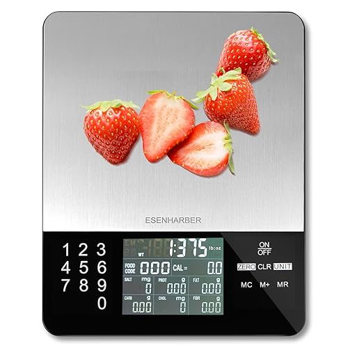 Báscula de alimentos con calculadora nutricional, báscula de calorías, báscula de cocina, peso digital, gramos y onzas, para preparación de comidas