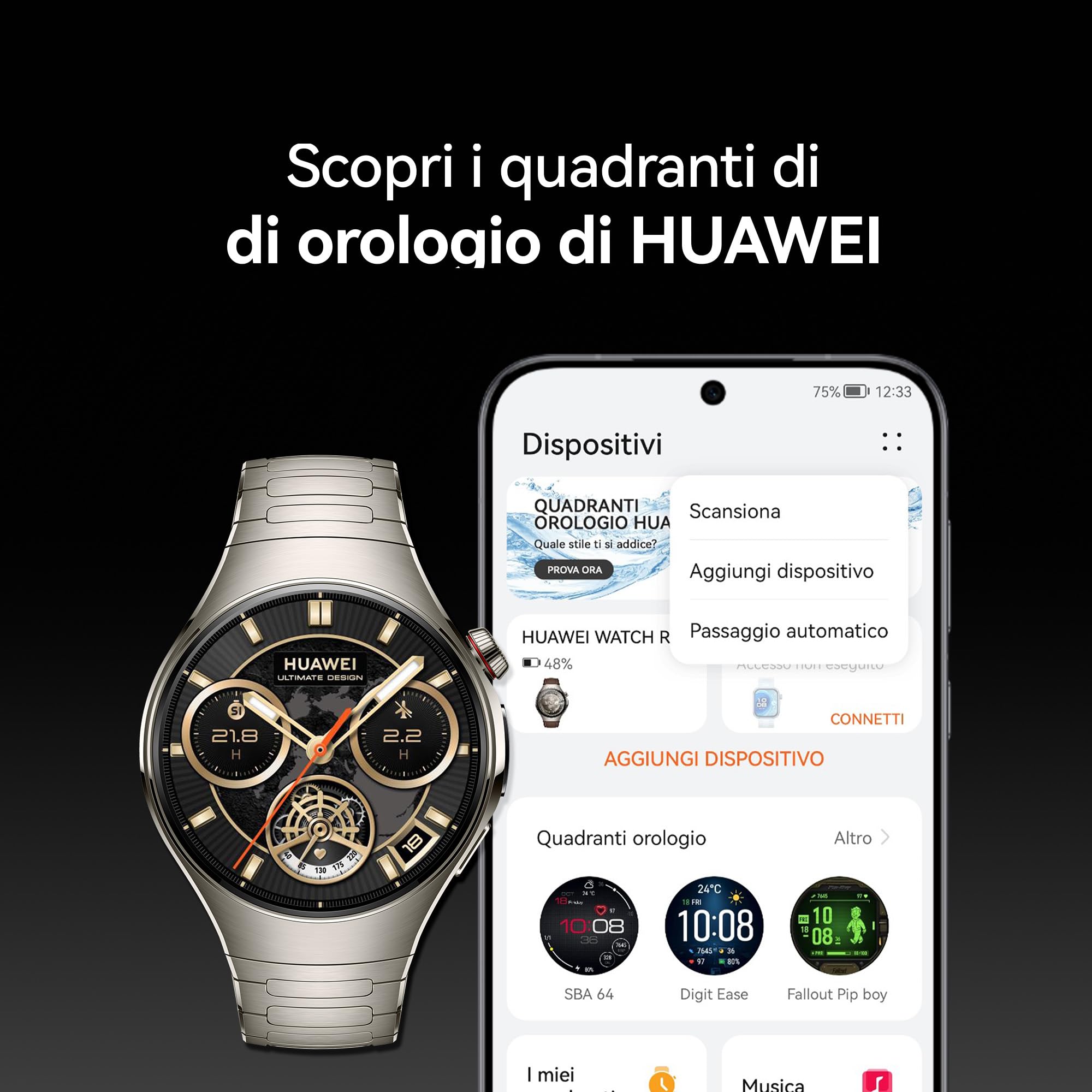 HUAWEI WATCH 5, 46mm Smartwatches, Tecnologia Multi-sensing X-TAP, Marrone | SpO2 dal Polpastrello, Health Glance, eSIM, con App ECG, HRV, 30 mesi di Garanzia, Android e iOS