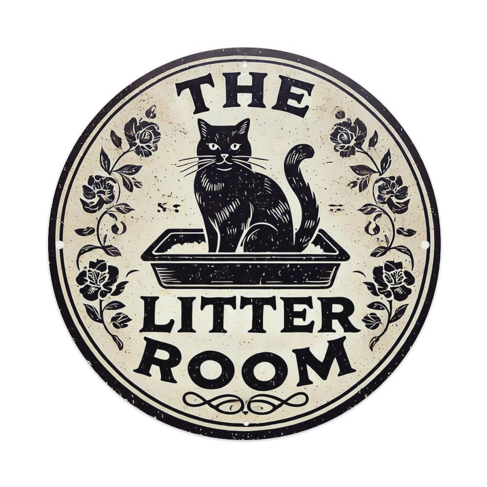 The Litter Room Cat Sign_2 Tin Sign Metal Poster Vintage Metal Signs for Home Man Cave Bar Cafe Kitchen laundry room Wall Decorations 8x8 inches