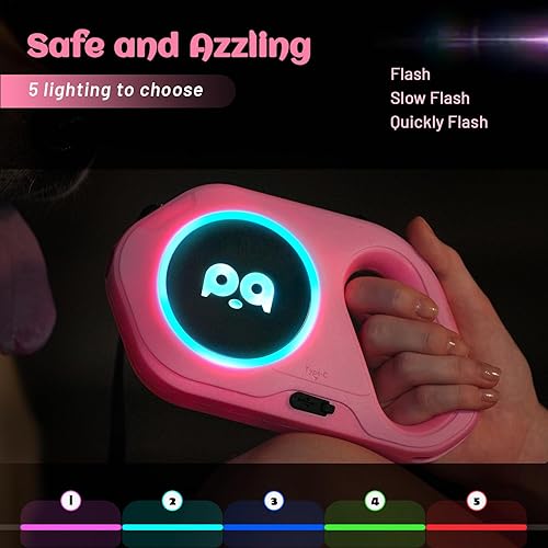 Miniatura 2 de Correa retráctil para perro con luz linterna LED recargable de 16 pies cinta de nailon resistente para perros pequeños, medianos y grandes de hasta
