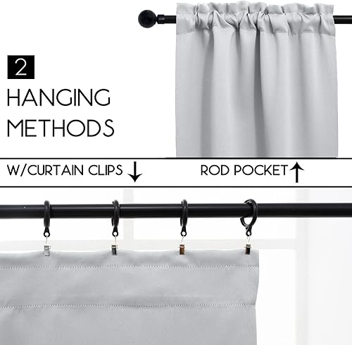 Miniatura 2 de Pickluc Cortina de café blanca grisácea (media cortina de ventana) de 24 pulgadas de largo, cortina de cocina pequeña con bolsillo para barra,