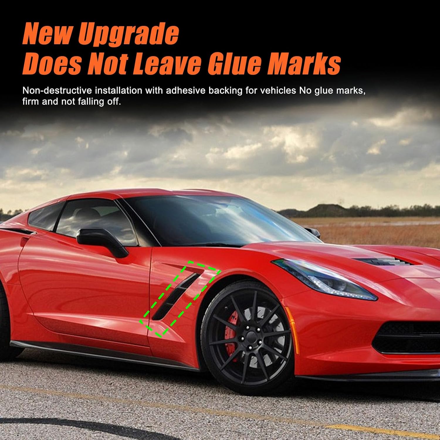 Front Left Right Fender Side Body Vent,Compatible with 2014-2019 Chevy Corvette C7 Side Body Vent, Exterior Accessories Auto Fenders (PIANO BLACK)