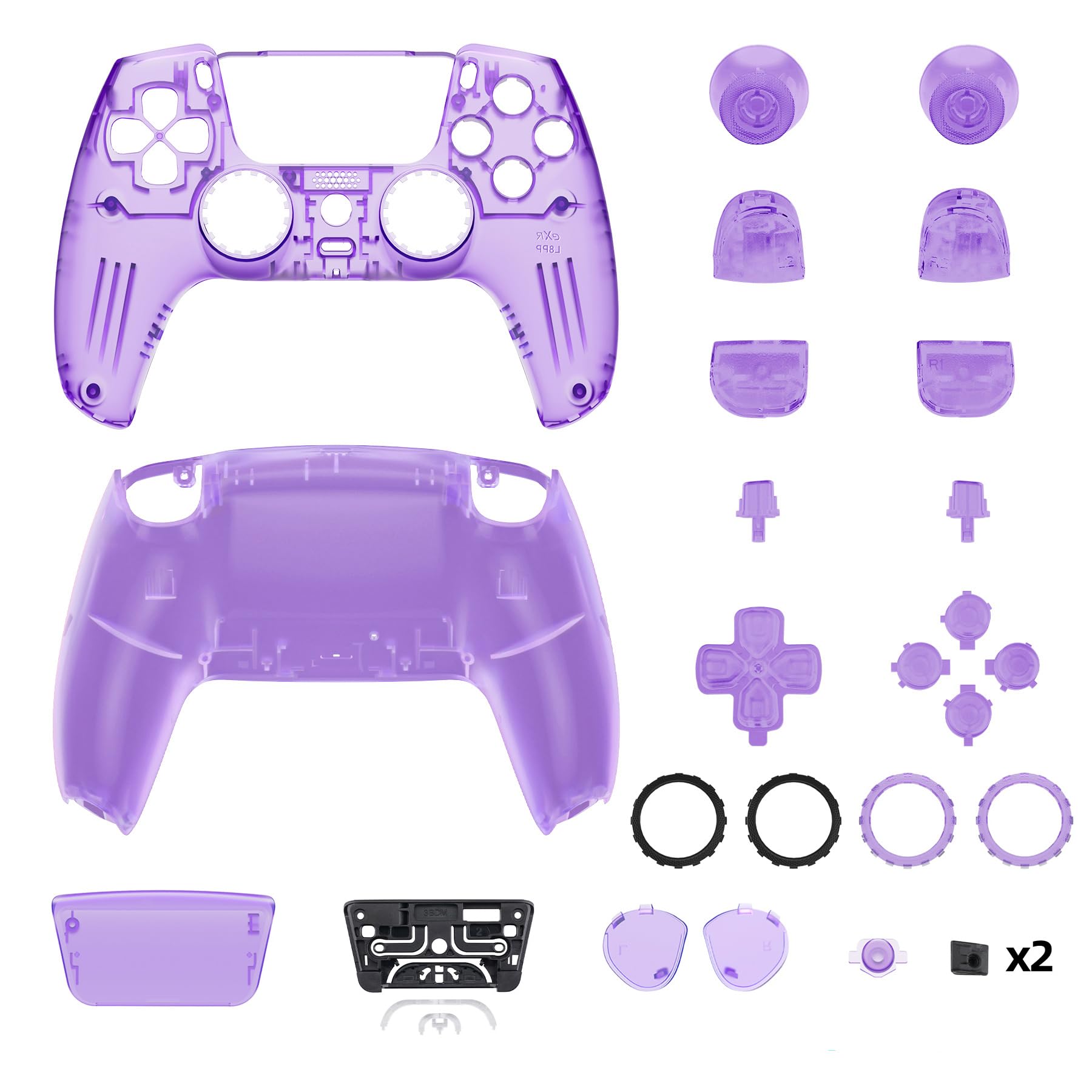 eXtremeRate LUNA Cover Przycisków Obudowa Touchpad Kompatybilny z Kontrolerem ps5 BDM-030/040,Przeprojektowana Wymiana Shell Osłona Case dla Kontrolerem ps5 BDM-030/040-Jasne Atomowy Fioletowy
