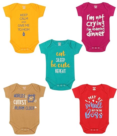 Kiddeo Baby Boys and Baby Girls Bodysuit (03)(Pack of 5)