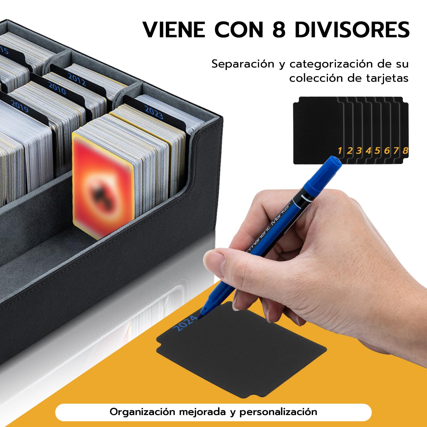 Caja Cartas para MTG, Card Deck Box para 1800+ Cartas Con Compartimento, Magnetic Flip Box con Cuero de PU para Cartas de Magic Commander TCG - [Negro]