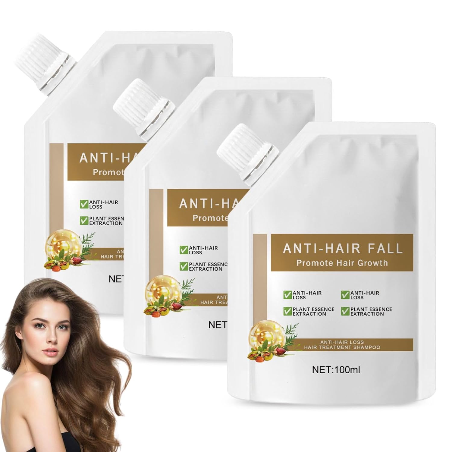 3Pcs Anti-Hair Fall Hair Loss Shampoo, Anti-Hair Fall Promote Hair Growth, Anti Hair Loss Shampoo, Moisturizing & Promoting Hair Growth, Suitable for All Hair Types