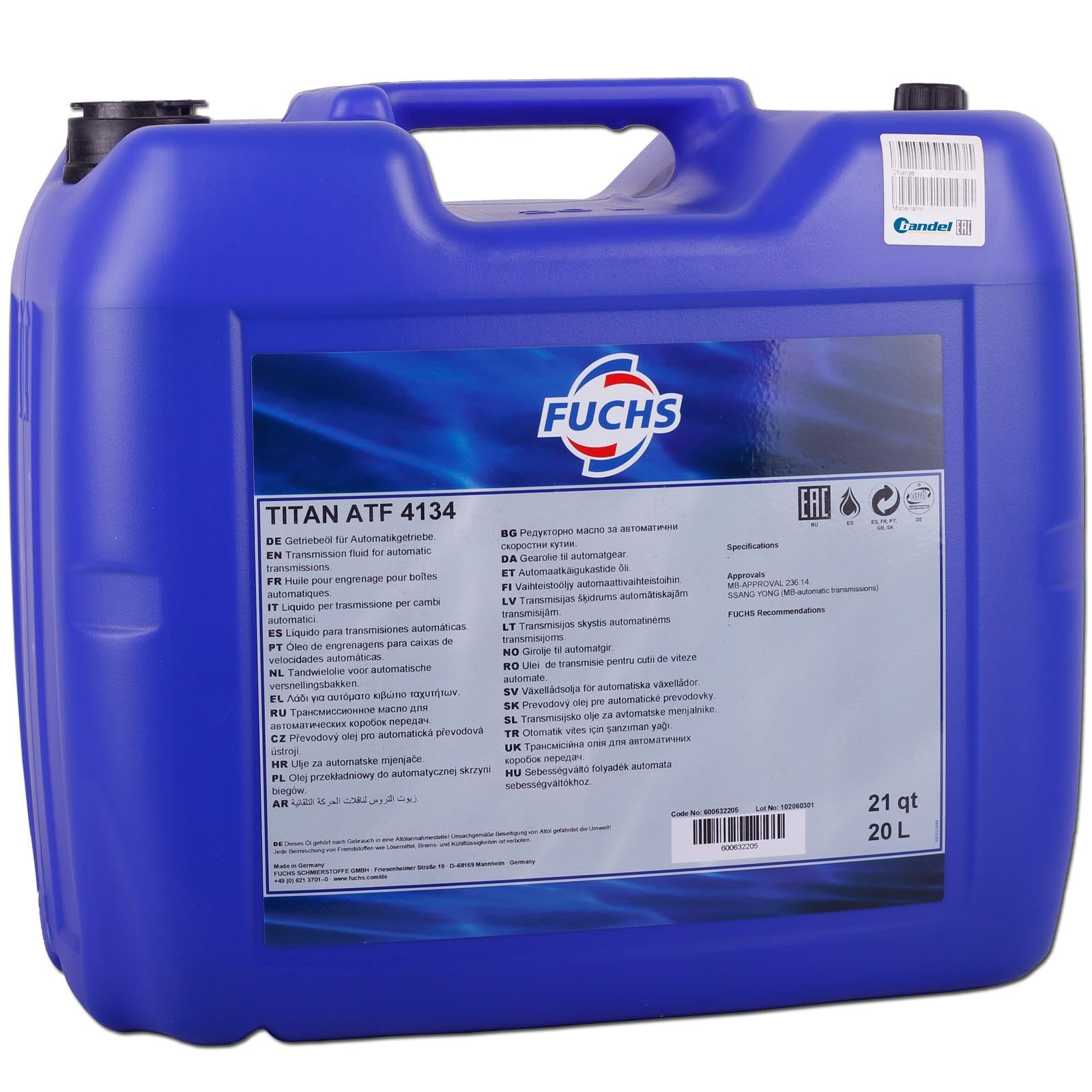 20L 20 Liter FUCHS TITAN ATF 4134 Getriebeöl