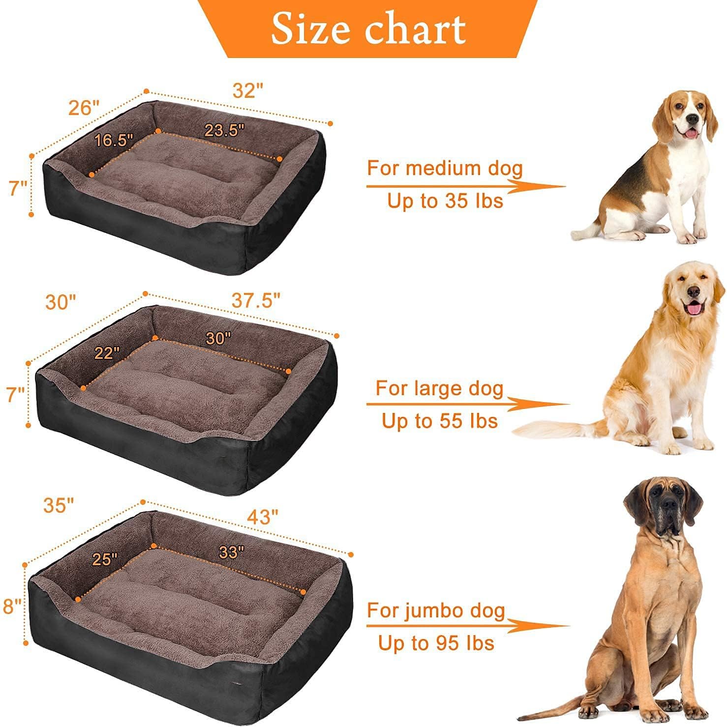 CLOUDZONE Dog Beds for Large Dogs, Large Dog Bed Machine Washable Rectangle Breathable Soft Padding with Nonskid Bottom Pet Bed for Medium and Large Dogs or Multiple.