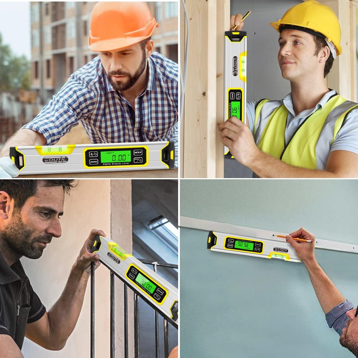 Digital Level and Protractor, 12 Inch IP54 Protected Electronic Bubble Inclinometer Angle Finder with Large LED Backlight and Magnetized V-Groove Base(Yellow
