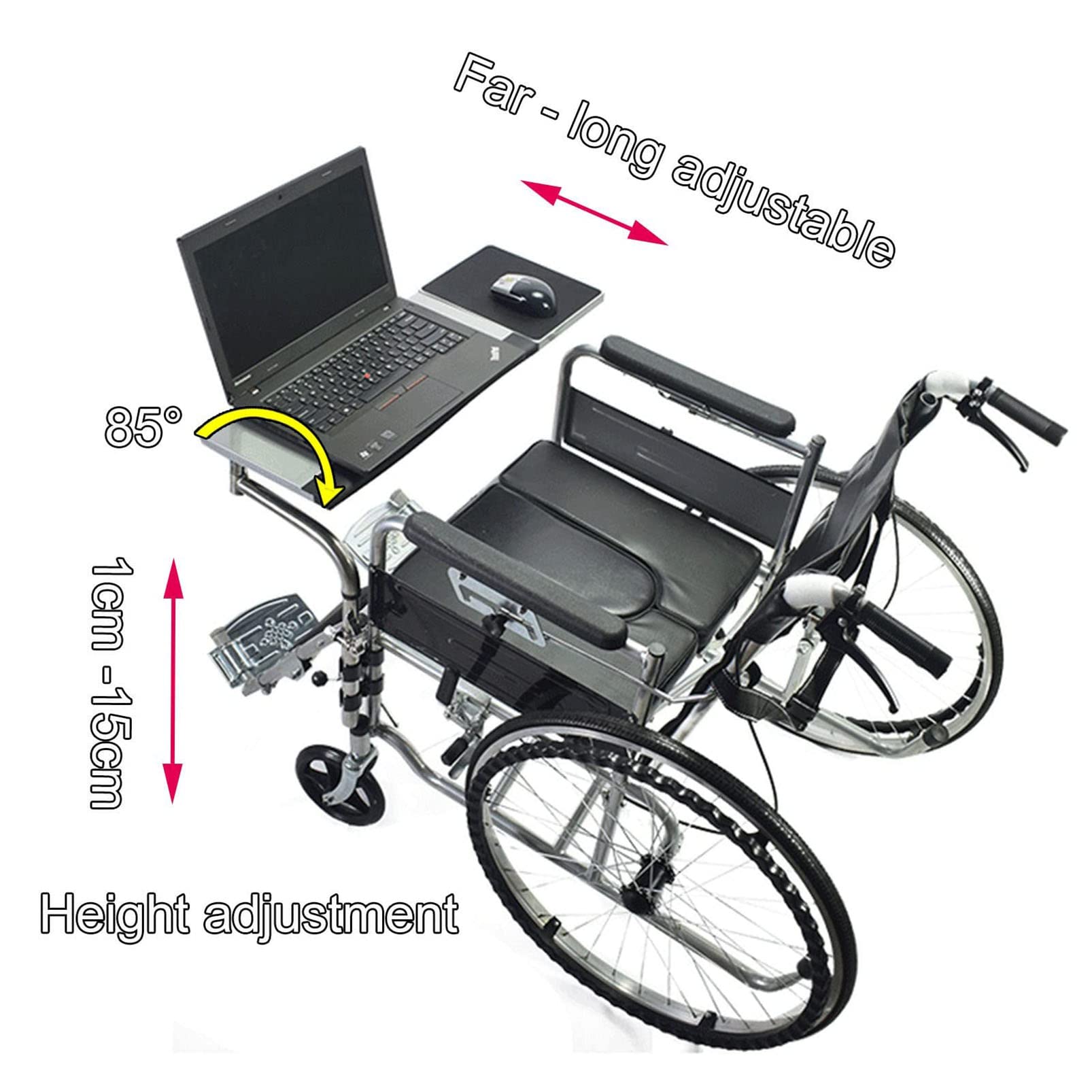 Tavolino universale per sedia a rotelle, regolabile, girevole e pieghevole per una maggiore mobilità e comodità nelle attività quotidiane