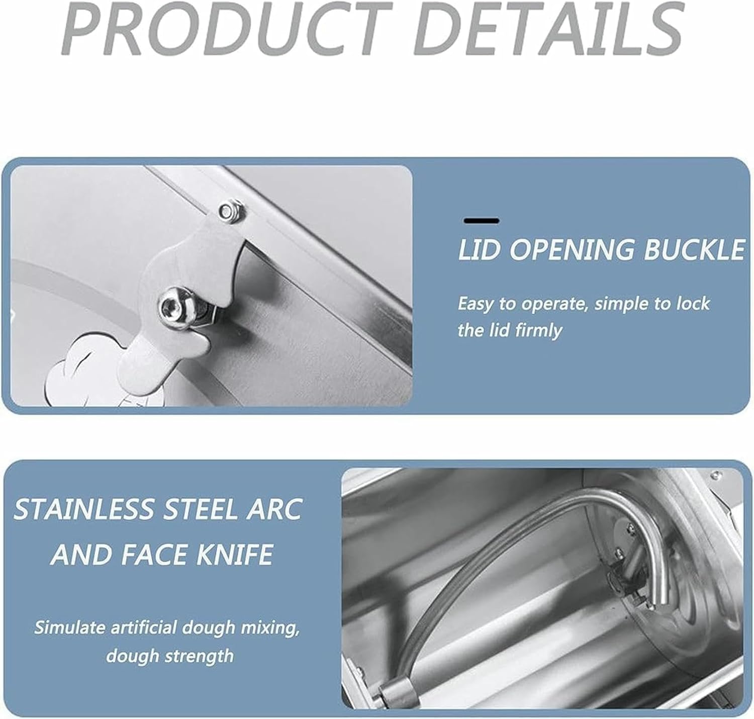 Commercial Kneading, Flour Kneader With 5 Kg Kneading Capacity, Kitchen Electric Blender, 1500 W Stainless Steel Dough Blender