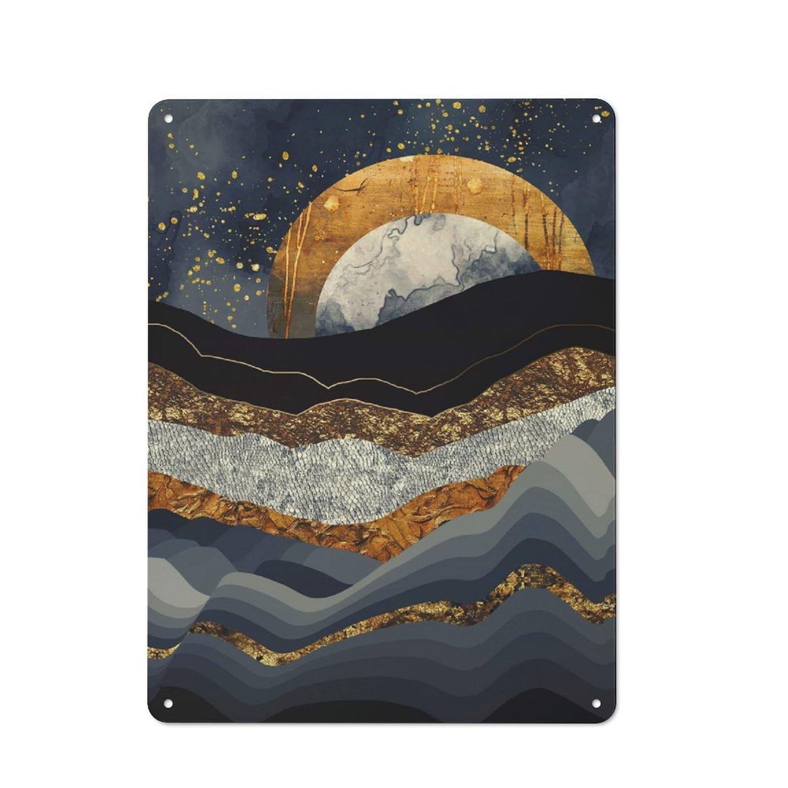 Junmoney Style Metallic Mountains Metal Wall Sign 40X30cm, Rustic Decor For Workshop Wall, For Vintage Wall Decor Fans, For Themed Room Decoration