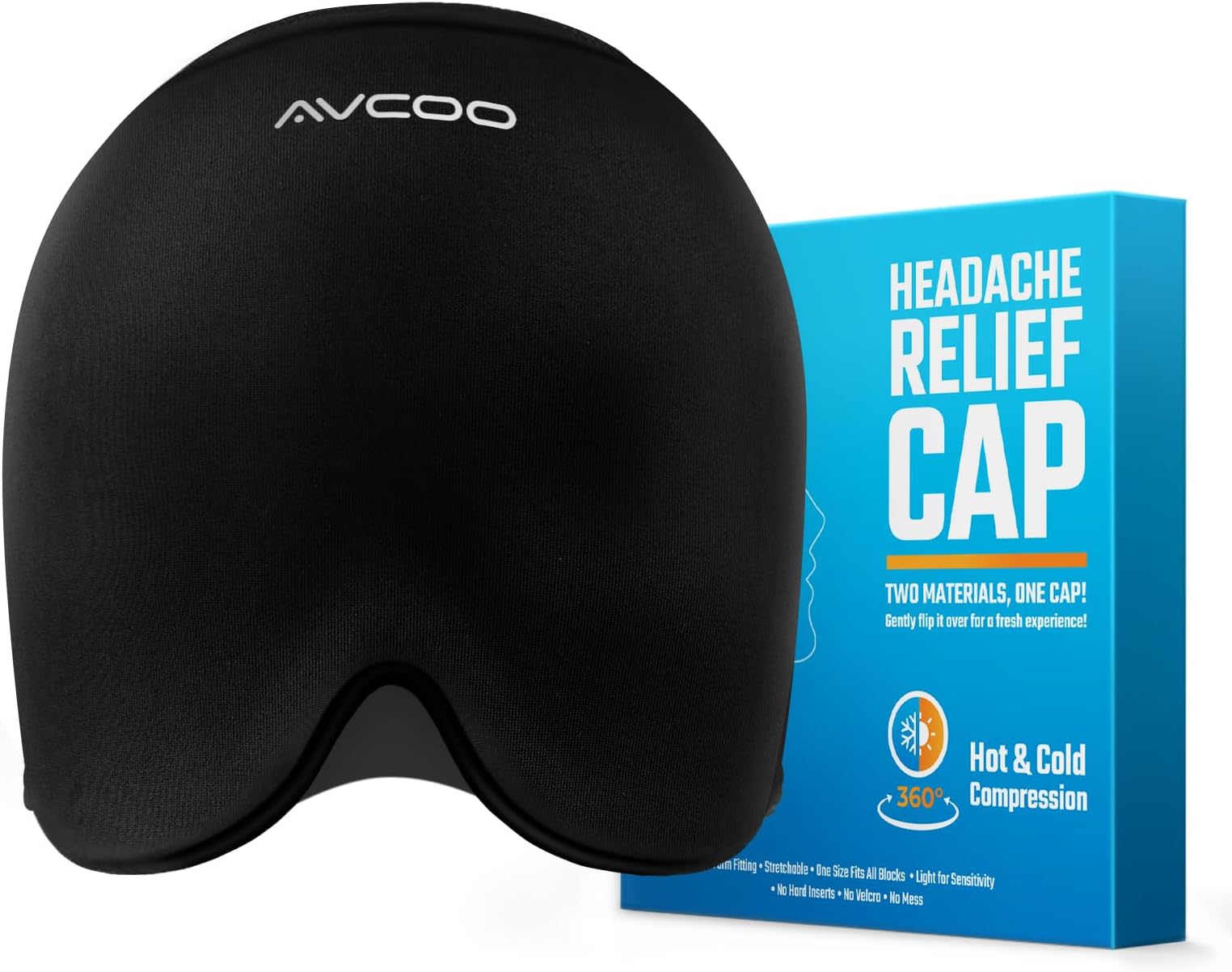 Migraine Relief Cap with Extra 25% Odorless Gel for Longer Cooling Time, Cold Compress Ice Head Wrap for Tension, Sinus & Stress Relief Gifts