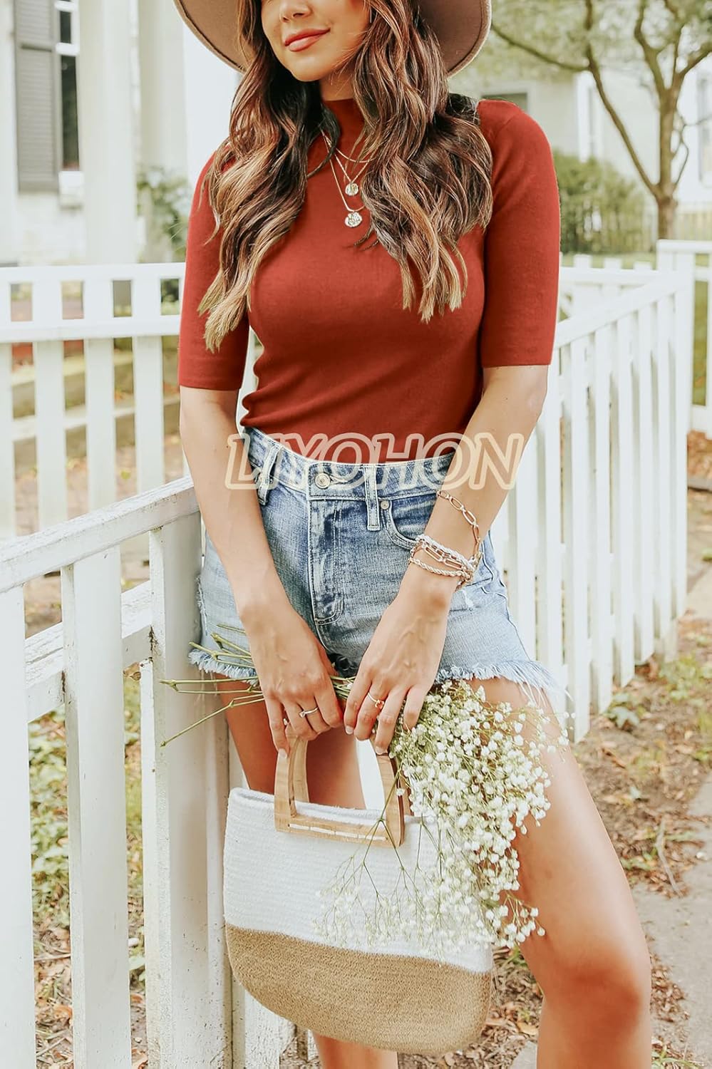 LIYOHON Womens Tops Dressy Casual Mock Turtleneck Business Short Sleeve T Shirts Going Out Tops 2026 - Image 5