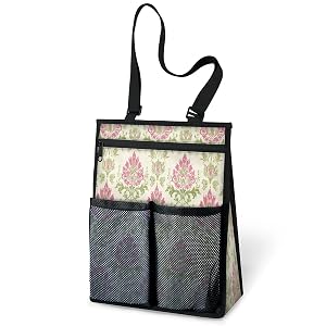 Ourtheme Art Flowers Theme Portable Shower Bag for Travel Gym Camp Beach Tote Shower Caddy Bags Hanging Toiletry